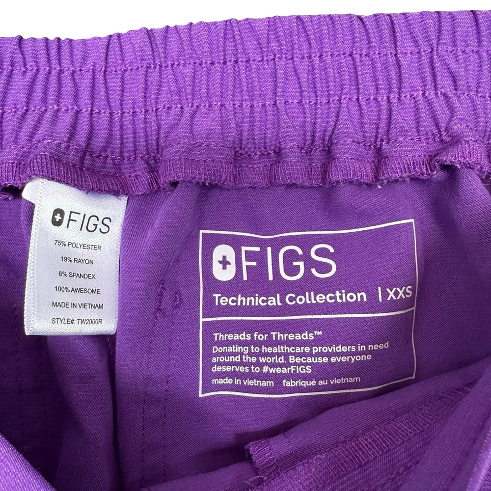 Figs Yola High-Rise Skinny Ultra Violet Anti-Wrinkle Scrub Trouser Size XXS - Picture 5 of 12